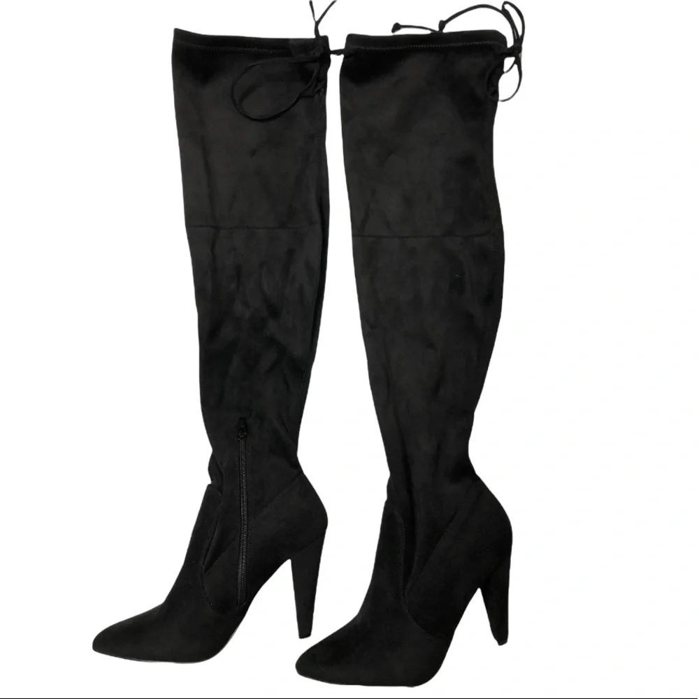 FRENCH CONNECTION vegan suede over the knee boot in black Sz 8